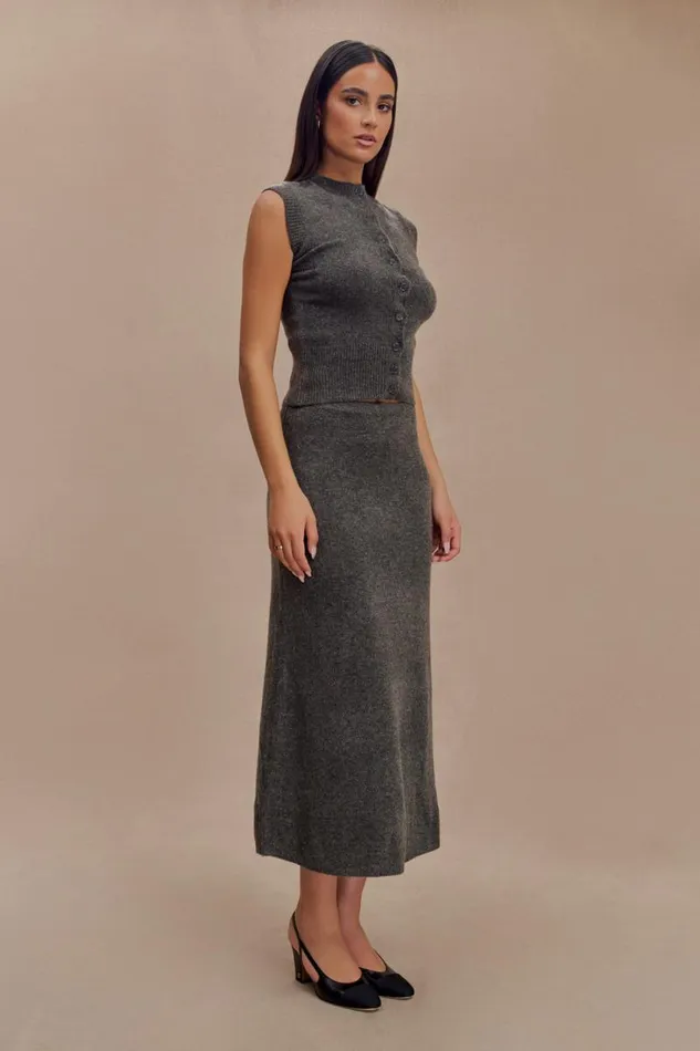 Women Meshki Bottoms Vivica Knit Maxi Skirt 8211 Charcoal Marle
