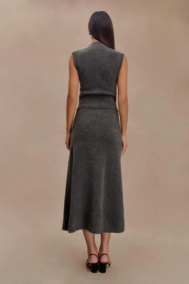 Women Meshki Bottoms Vivica Knit Maxi Skirt 8211 Charcoal Marle