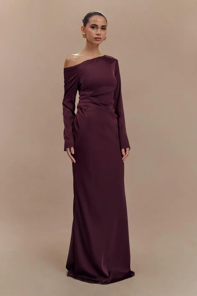 Women Meshki Dresses Avery Long Sleeve Maxi Dress 8211 Plum
