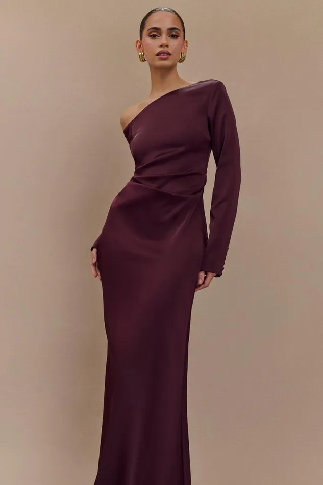 Women Meshki Dresses Avery Long Sleeve Maxi Dress 8211 Plum