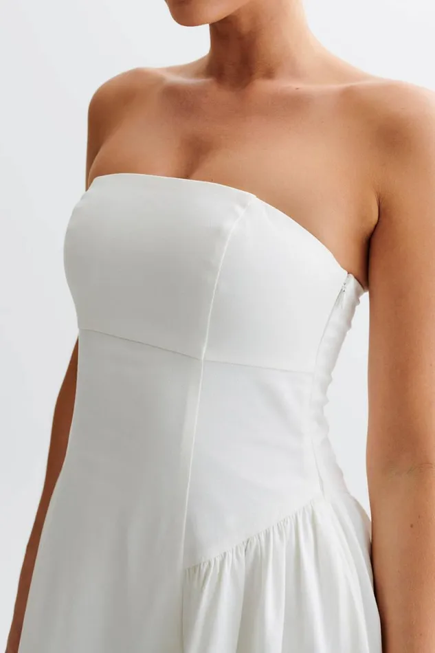 Women Meshki Dresses Carmele Cotton Gathered Midi Dress 8211 White