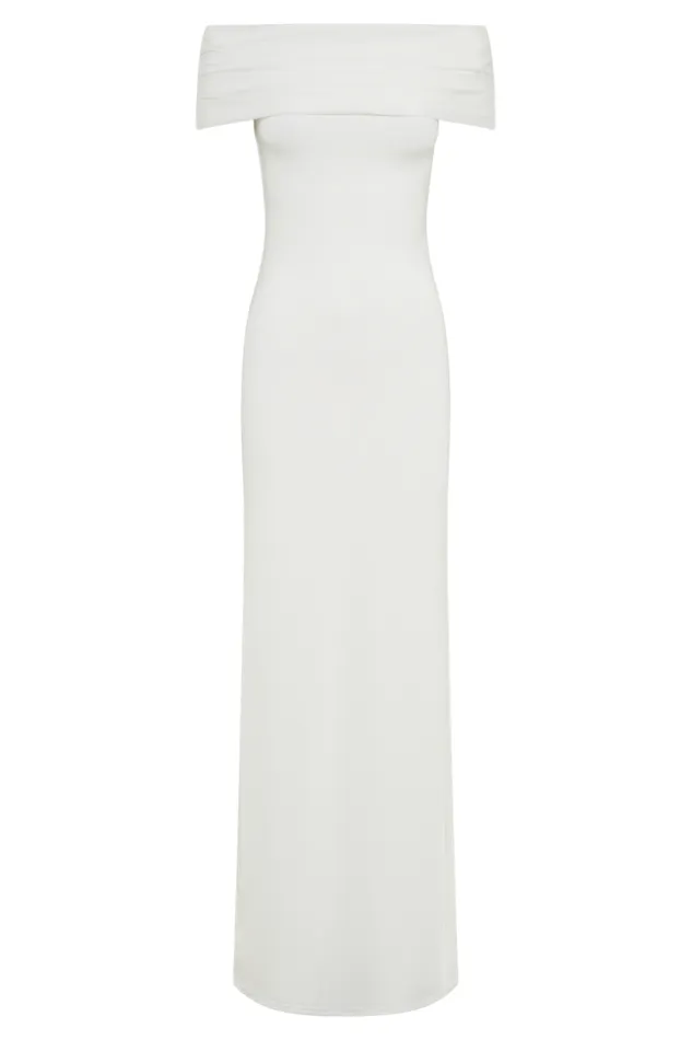 Women Meshki Dresses Cassandra Off Shoulder Slinky Maxi Dress 8211 White