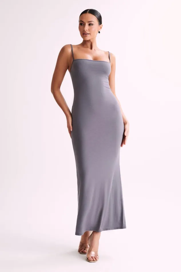 Women Meshki Dresses Cassie Modal Fishtail Maxi Dress 8211 Slate Grey