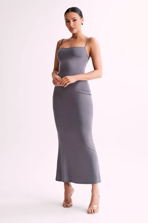 Women Meshki Dresses Cassie Modal Fishtail Maxi Dress 8211 Slate Grey
