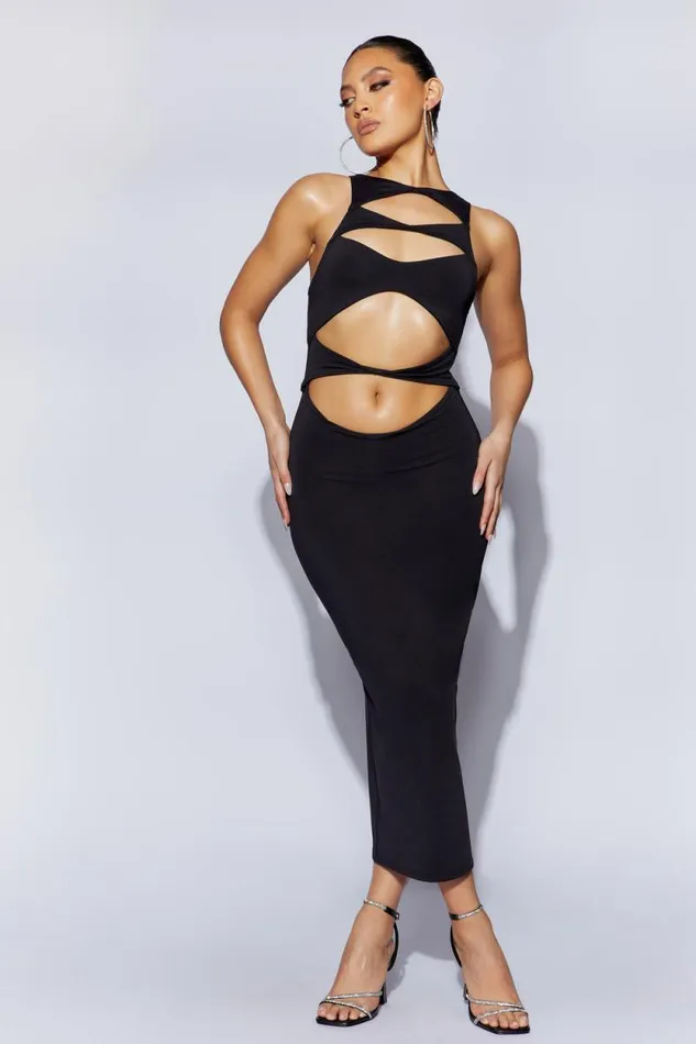 Women Meshki Dresses Chloe Cut Out Maxi Dress 8211 Black