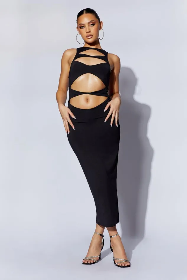 Women Meshki Dresses Chloe Cut Out Maxi Dress 8211 Black
