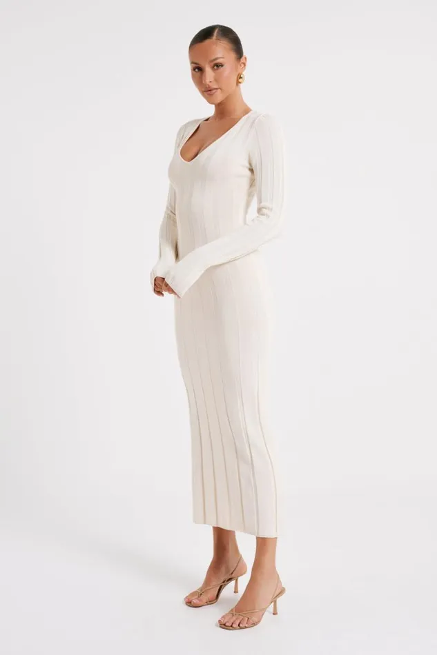 Women Meshki Dresses Ciara Ribbed Maxi Dress 8211 Ivory