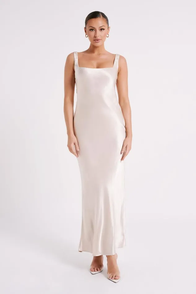 Women Meshki Dresses Ensley Satin Maxi Dress 8211 Champagne