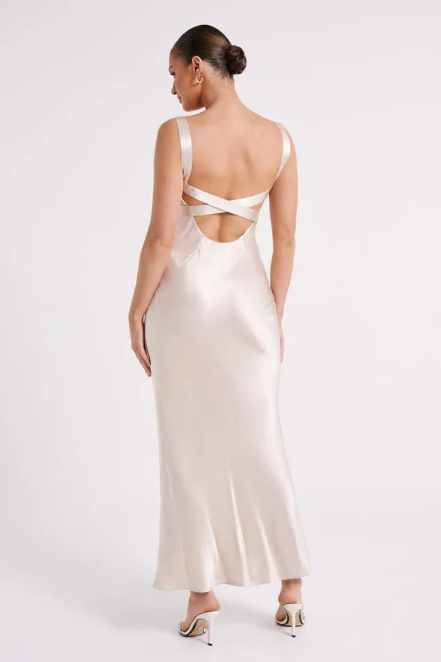 Women Meshki Dresses Ensley Satin Maxi Dress 8211 Champagne