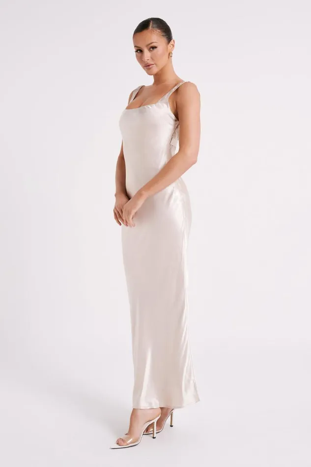 Women Meshki Dresses Ensley Satin Maxi Dress 8211 Champagne