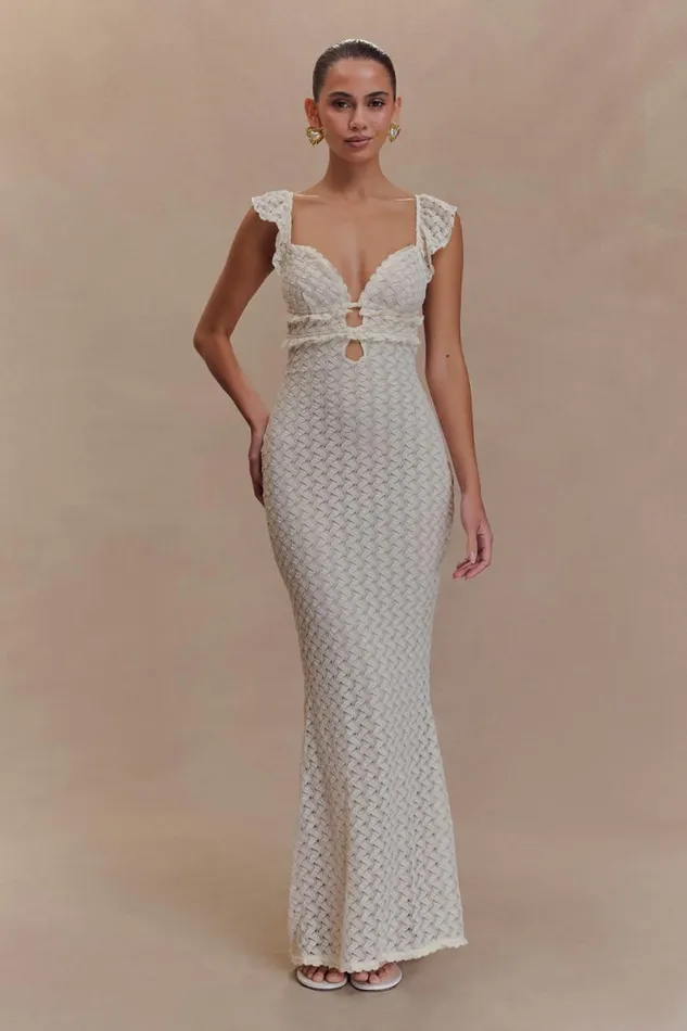 Women Meshki Dresses Ezra Lace Maxi Dress 8211 Ivory