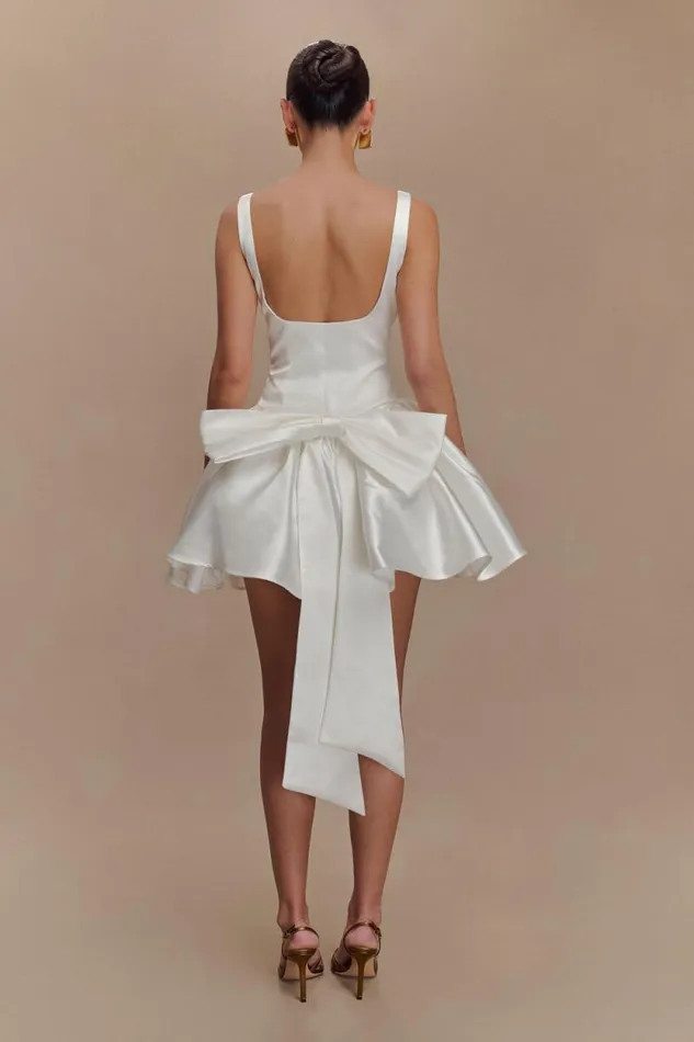 Women Meshki Dresses Felicia Satin Mini Dress With Bow 8211 White
