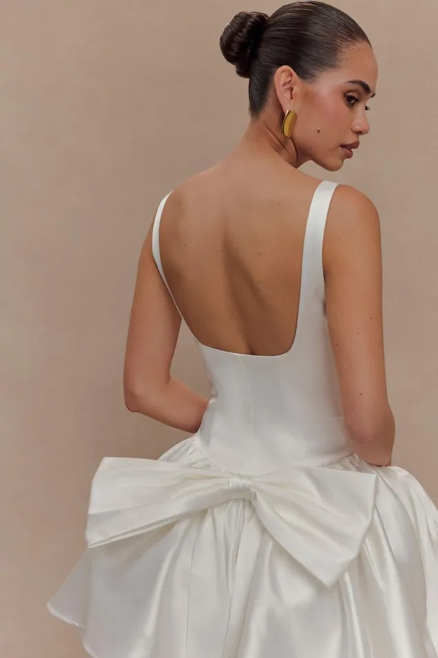 Women Meshki Dresses Felicia Satin Mini Dress With Bow 8211 White