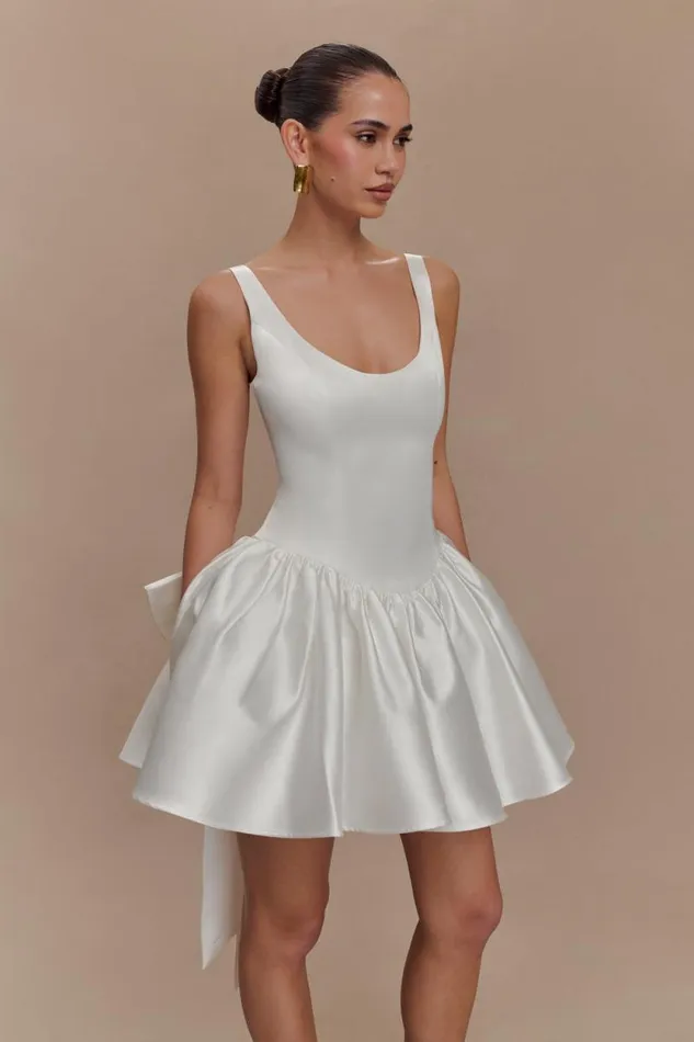 Women Meshki Dresses Felicia Satin Mini Dress With Bow 8211 White