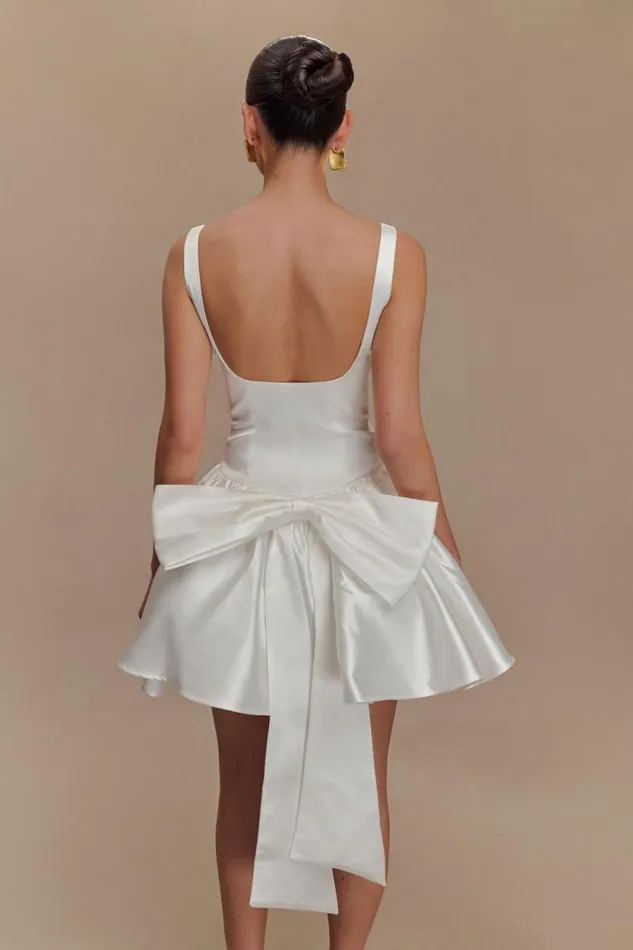 Women Meshki Dresses Felicia Satin Mini Dress With Bow 8211 White