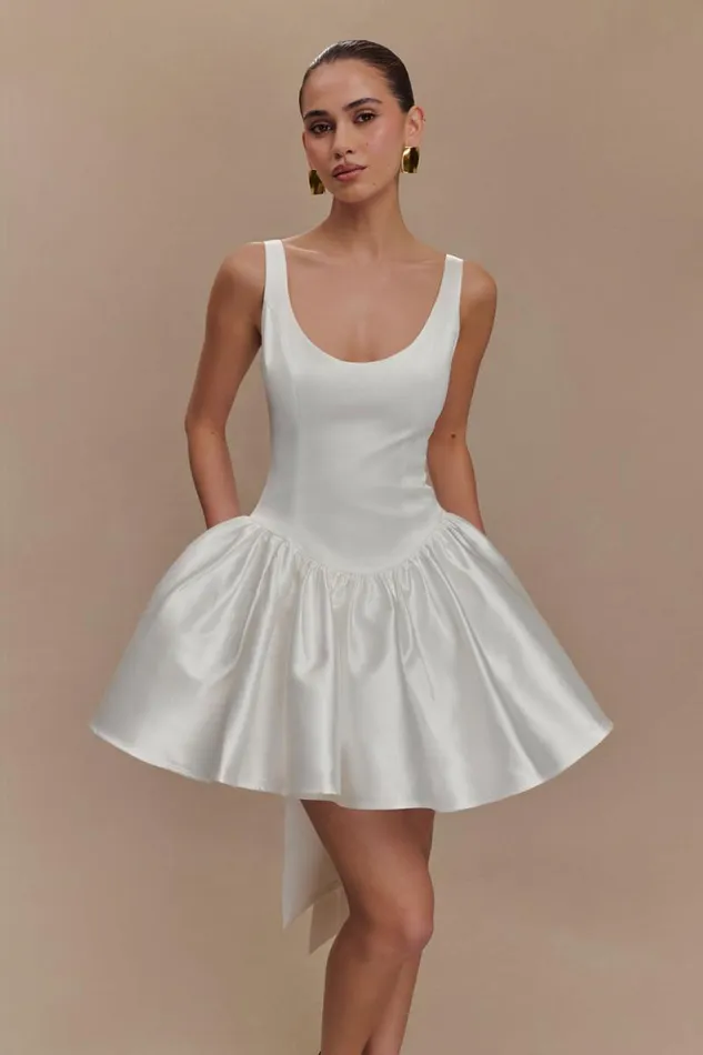 Women Meshki Dresses Felicia Satin Mini Dress With Bow 8211 White