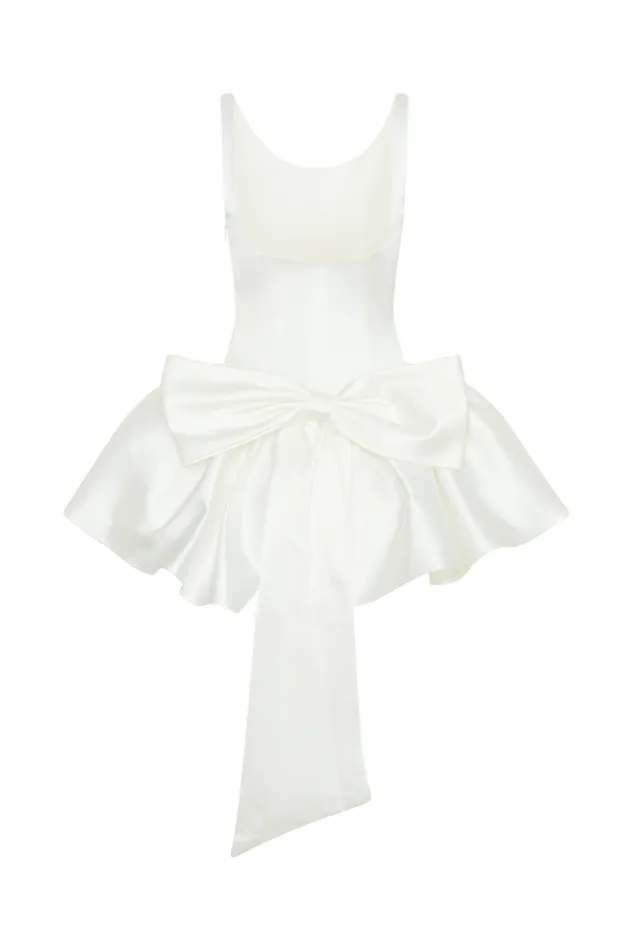 Women Meshki Dresses Felicia Satin Mini Dress With Bow 8211 White