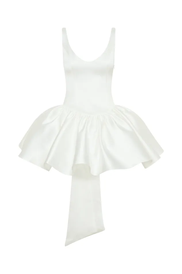 Women Meshki Dresses Felicia Satin Mini Dress With Bow 8211 White