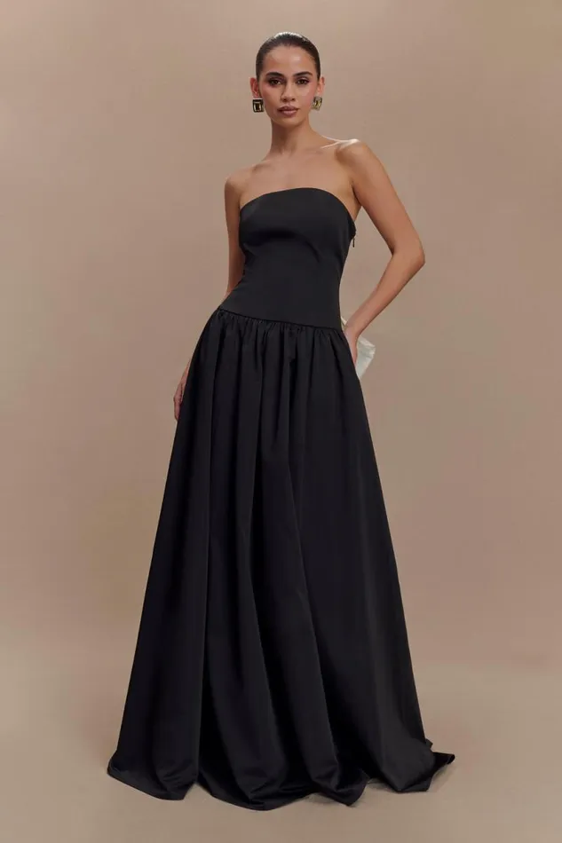 Women Meshki Dresses Frances Strapless Bow Maxi Dress 8211 Black