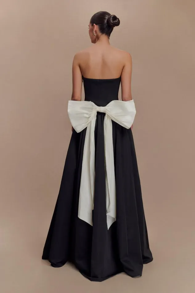 Women Meshki Dresses Frances Strapless Bow Maxi Dress 8211 Black