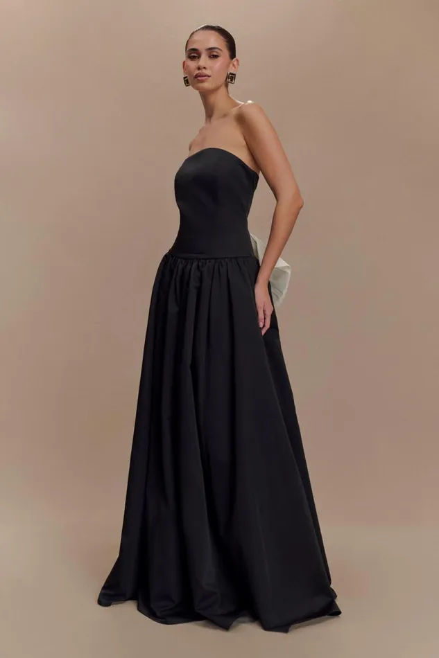 Women Meshki Dresses Frances Strapless Bow Maxi Dress 8211 Black