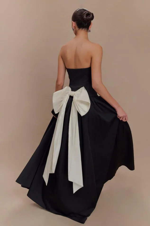 Women Meshki Dresses Frances Strapless Bow Maxi Dress 8211 Black