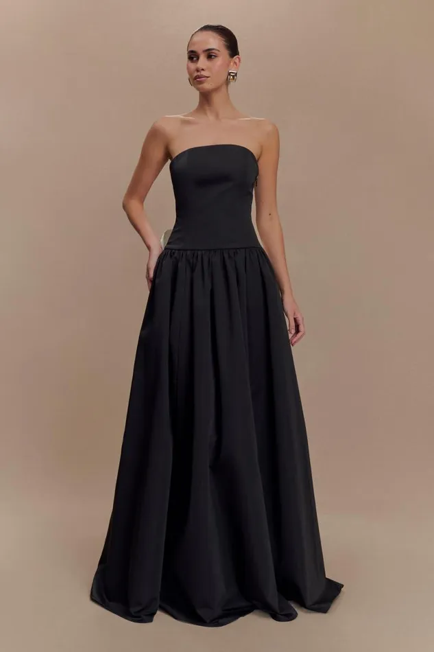 Women Meshki Dresses Frances Strapless Bow Maxi Dress 8211 Black