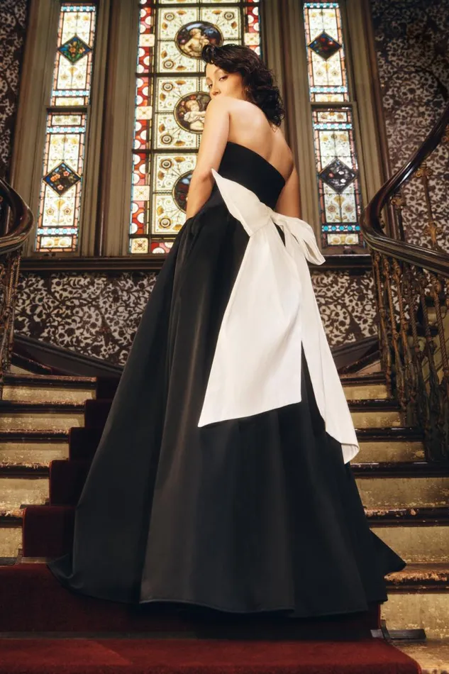 Women Meshki Dresses Frances Strapless Bow Maxi Dress 8211 Black