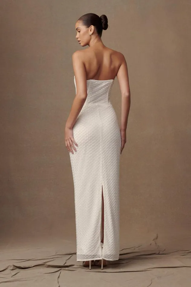 Women Meshki Dresses Gemma Strapless Sequin Maxi Dress 8211 White