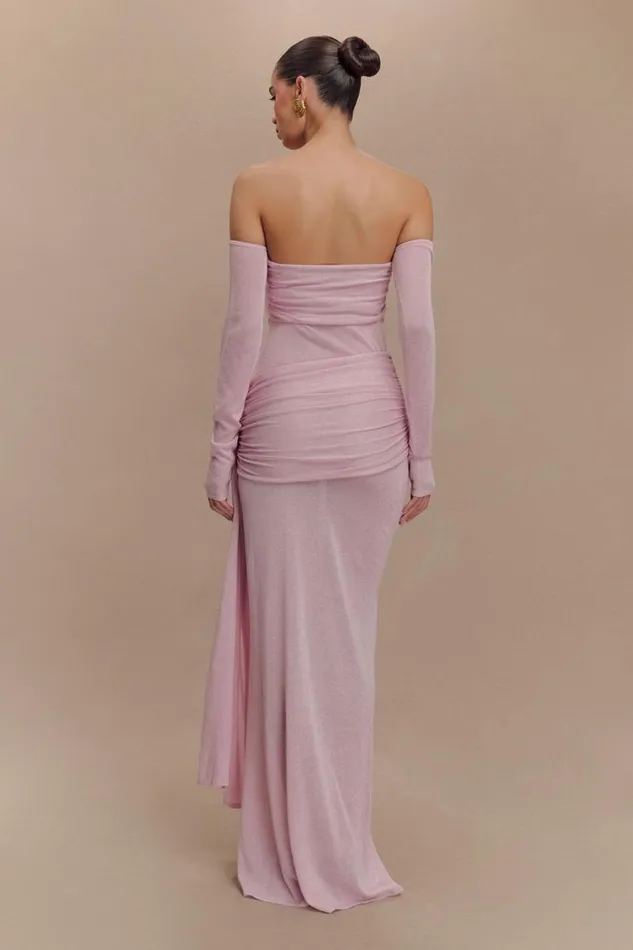 Women Meshki Dresses Ingrid Metallic Knit Maxi Dress 8211 Baby Pink