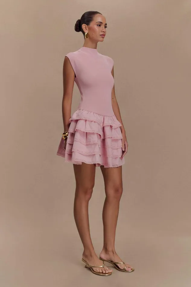Women Meshki Dresses Maeve Ruffle Knit Mini Dress 8211 Dusty Pink