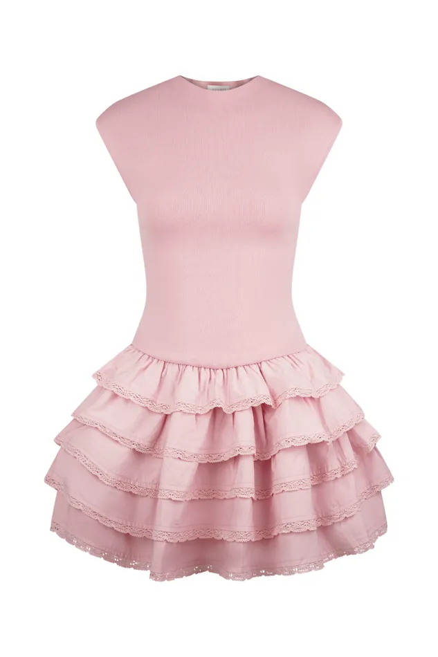 Women Meshki Dresses Maeve Ruffle Knit Mini Dress 8211 Dusty Pink