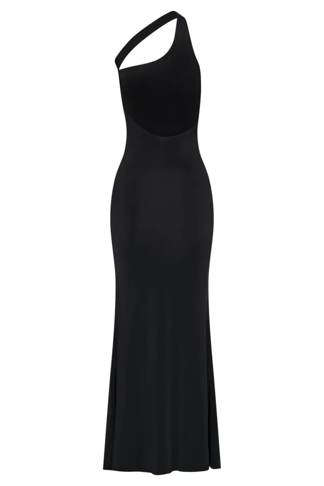 Women Meshki Dresses Marianne Asymmetrical Slinky Maxi Dress 8211 Black