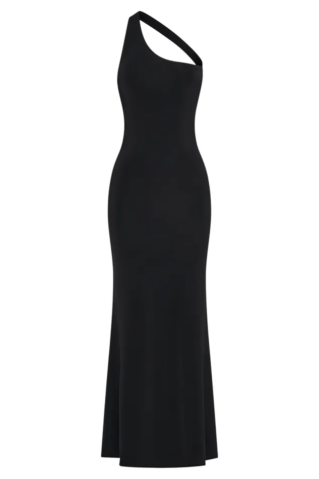 Women Meshki Dresses Marianne Asymmetrical Slinky Maxi Dress 8211 Black