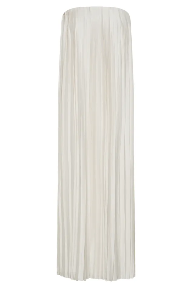 Women Meshki Dresses Myrah Plisse Strapless Maxi Dress 8211 Ivory