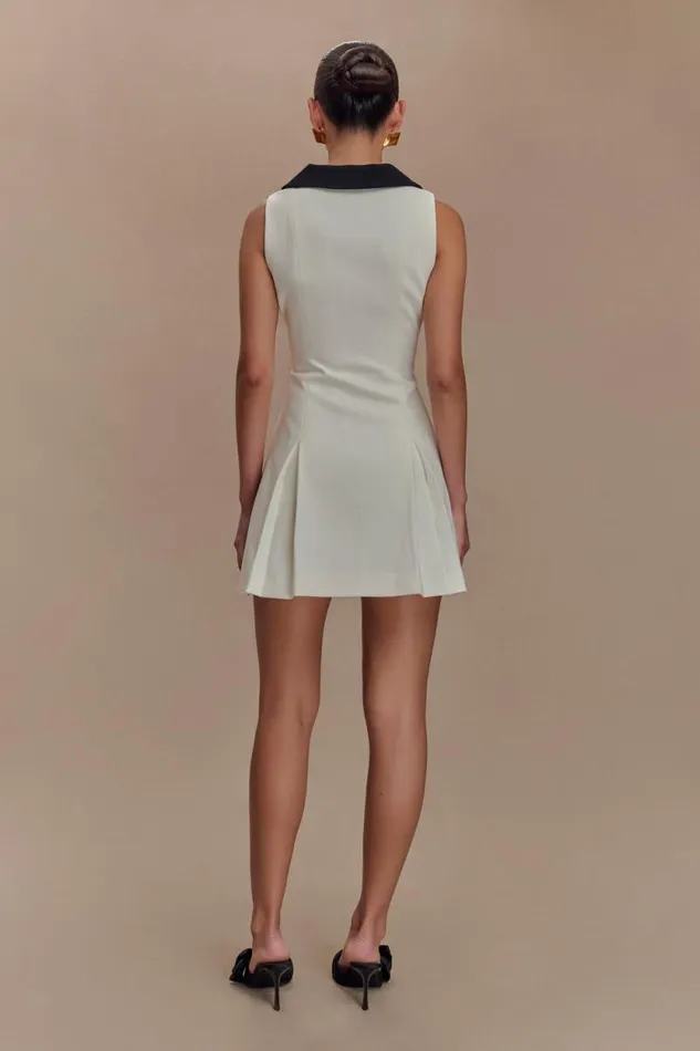 Women Meshki Dresses Oli Sleeveless Contrast Mini Dress 8211 IvoryBlack