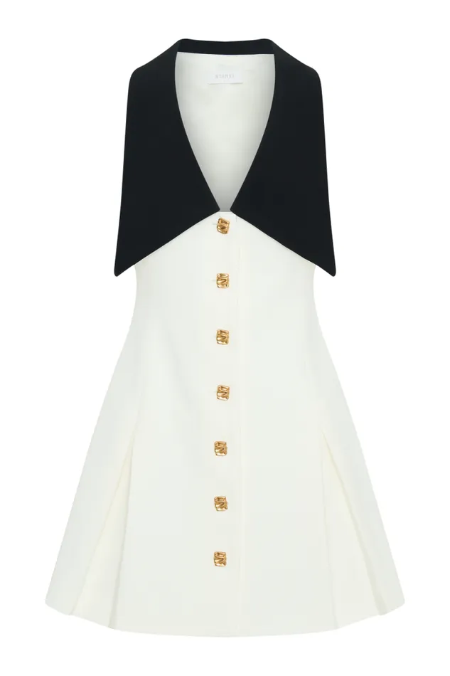 Women Meshki Dresses Oli Sleeveless Contrast Mini Dress 8211 IvoryBlack