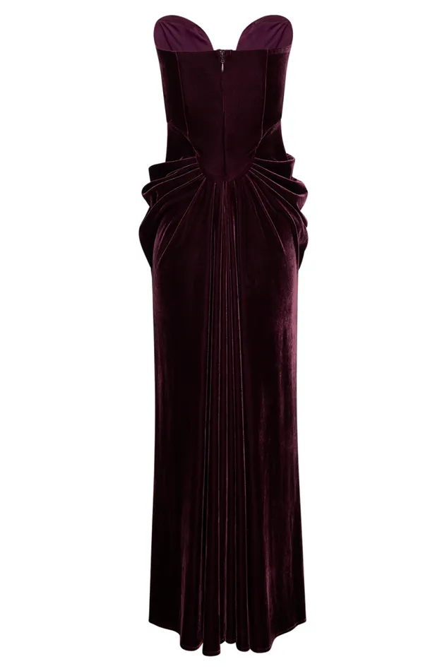 Women Meshki Dresses Paige Strapless Velvet Maxi Dress 8211 Plum