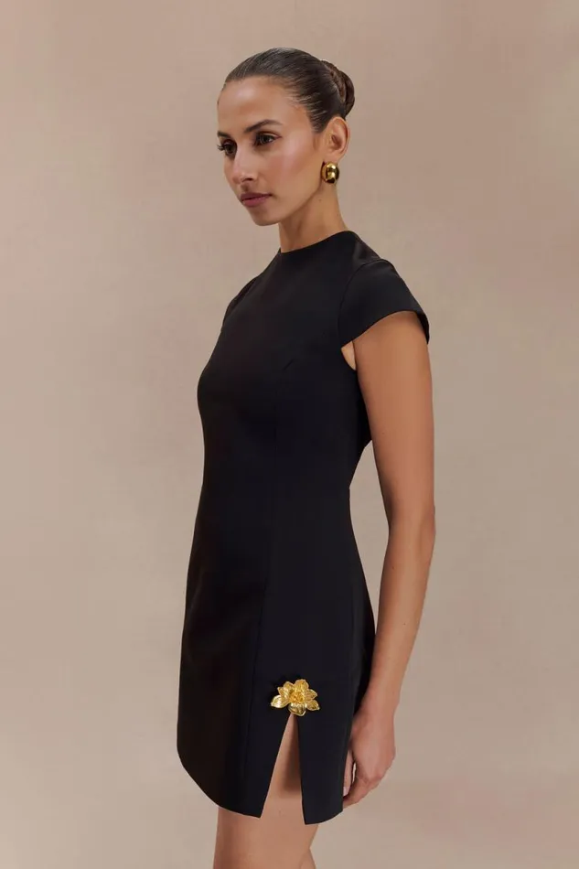 Women Meshki Dresses Remi Suiting Mini Dress With Floral Hardware 8211 Black