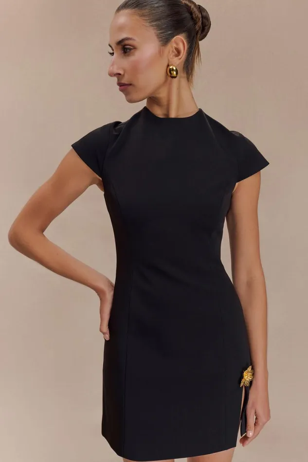 Women Meshki Dresses Remi Suiting Mini Dress With Floral Hardware 8211 Black
