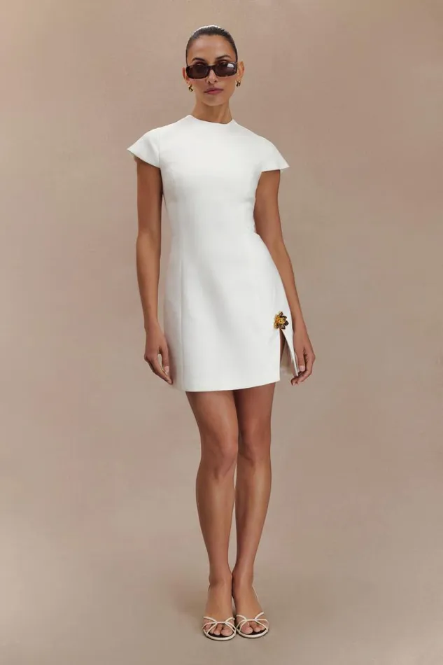 Women Meshki Dresses Remi Suiting Mini Dress With Floral Hardware 8211 White