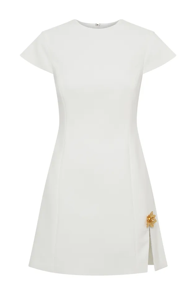Women Meshki Dresses Remi Suiting Mini Dress With Floral Hardware 8211 White