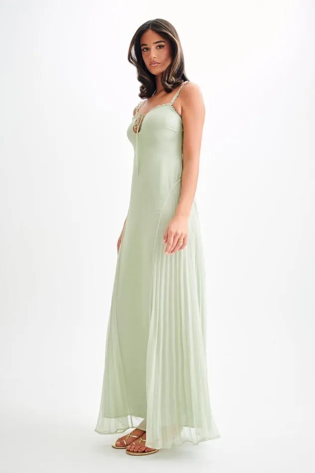 Women Meshki Dresses Saira Chiffon Maxi Dress 8211 Pastel Green