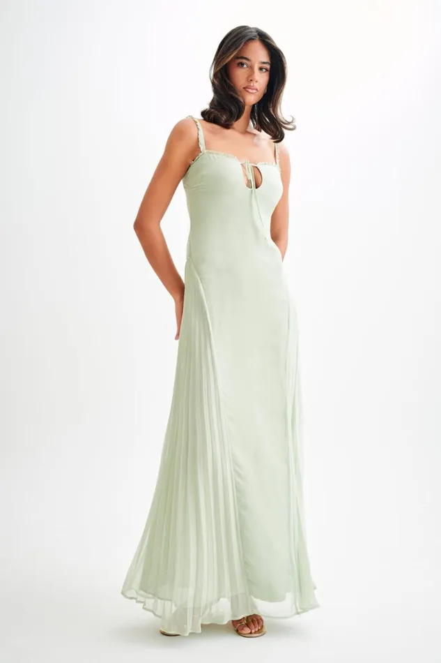 Women Meshki Dresses Saira Chiffon Maxi Dress 8211 Pastel Green