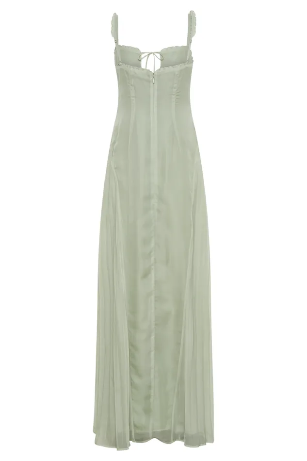 Women Meshki Dresses Saira Chiffon Maxi Dress 8211 Pastel Green