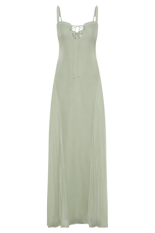 Women Meshki Dresses Saira Chiffon Maxi Dress 8211 Pastel Green
