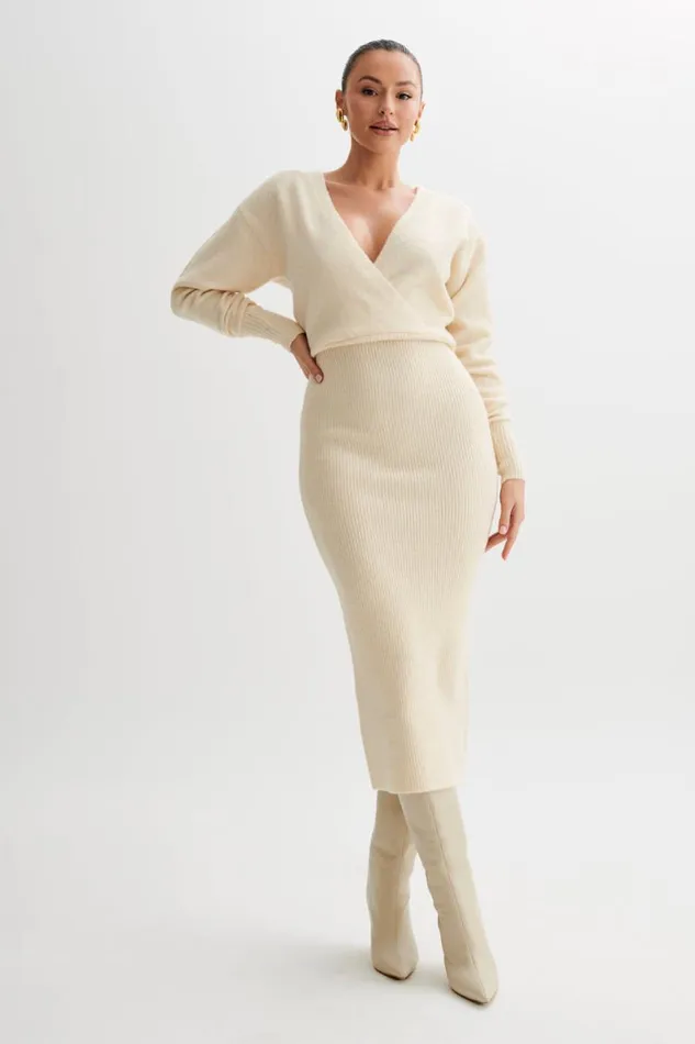 Women Meshki Dresses Shannon Knit Maxi Dress 8211 Cream Marle