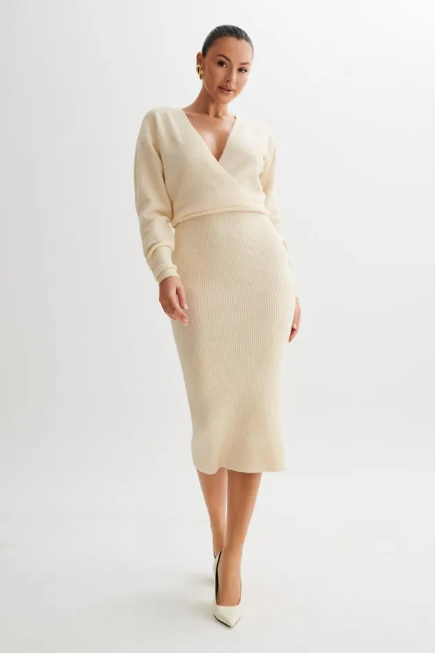 Women Meshki Dresses Shannon Knit Maxi Dress 8211 Cream Marle