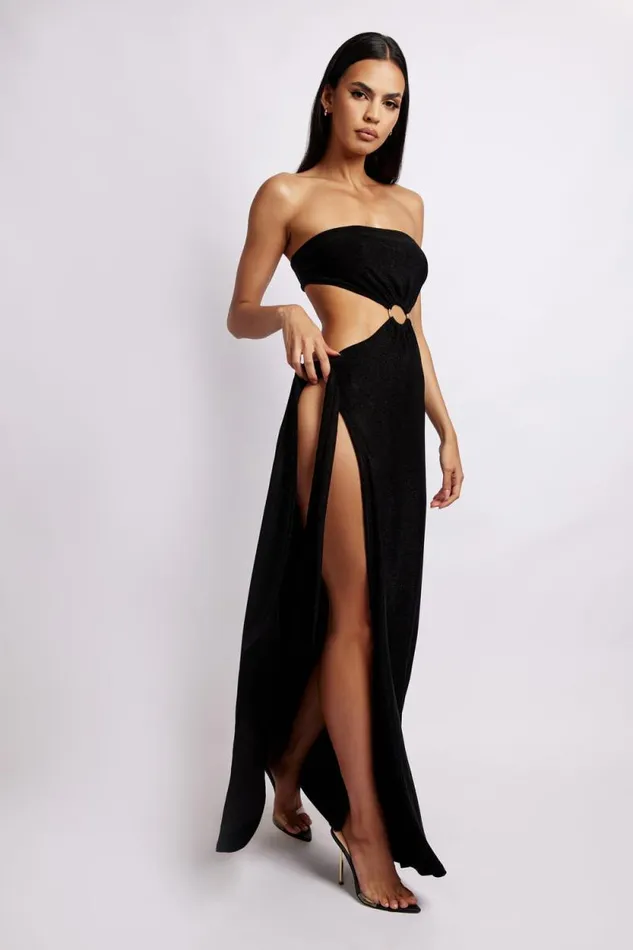Women Meshki Dresses Sierra Strapless Shimmer Dress 8211 Black Shimmer