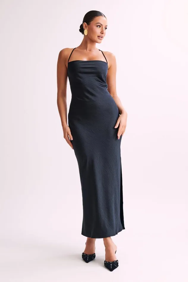 Women Meshki Dresses Sydney Straight Neck Slip Maxi Dress 8211 Black